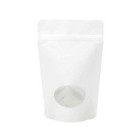 Doypack en papier kraft blanc avec fenêtre ovale 13x8x20.5cm (113 g) (100 Pieces) [ZBGO3WK]