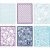 Bloc de papier cartonné avec des motifs façon dentelle, A6 104x146 mm,  200 gr, bleu, bleu clair, bleu foncé, violet, 24pièces [HOB-21607]