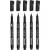 Marqueur permanent, largeur de trait: 2x0,6+2x0,8+1,3 mm, noir, 5assortis [HOB-25010]