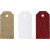 Étiquettes cadeaux, dim. 5x10 cm,  300 gr, blanc, or, rouge, 12pièces [HOB-27972]