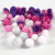 Pompons, d: 15+20 mm, blanc, violet, rouge clair, 48assortis [HOB-51884]