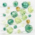 Mix de perles à facettes, dim. 4-12 mm, la taille du trou 1-2,5 mm, harmonie de verts, 45gr, env. 170 pièce [HOB-618811]