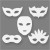 Masques de théâtre, h: 8,5-19 cm, l: 15-20,5 cm, 16pièces, 230 gr [HOB-95216]