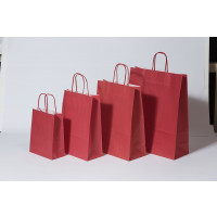 Sac de course Rouge - Papier Kraft 90 grammes - 22+10 x 31 cm (50 pièces) [PAM2231R]