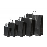 Sac de course Noir - Papier Kraft 90 grammes - 22+10 x 31 cm (50 pièces) [PAM2231BK]