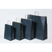 Sac de course Bleu Foncé - Papier Kraft 90 grammes - 22+10 x 31 cm (50 pièces) [PAM2231DKBL]