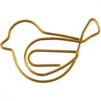 Attaches trombones, dim. 32x40 mm, or, oiseau, 6pièces [HOB-14214]
