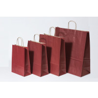 Sac de course Rouge Foncé - Papier Kraft 90 grammes - 22+10 x 31 cm (50 pièces) [PAM2231DKR]