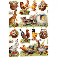 Découpes vintage, feuille 16,5x23,5 cm, Pâques, 3flles [HOB-19322]