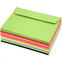 Enveloppes couleur, C6 11,5x16 cm,  80 gr, 100assortis [HOB-20620]