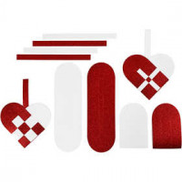 Woven Hearts, size 14.5x10 cm, 120+128 g, 8 sets, white, red [HOB-22660]