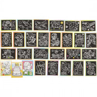 Cartes à gratter, dim. 9x12 cm, 96assortis [HOB-23347]