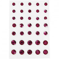 Pierres de strass, dim. 6+8+10 mm, rose, Cônes ronds, 35pièces [HOB-24385]