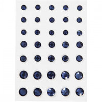 Pierres de strass, dim. 6+8+10 mm, bleu, Cônes ronds, 35pièces [HOB-24389]