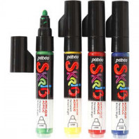 Marqueur Skrib, largeur de trait: 4 mm, bleu, jaune, rouge, noir, 4pièces [HOB-25083]