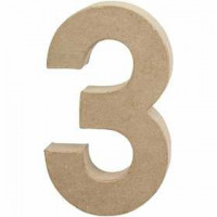 Chiffre, grand 3, 3, h: 20,2 cm, l: 11,8 cm, 1pièce, épaisseur 2,5 cm [HOB-26631]