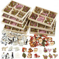 Stickers en bois , h: 40-50 mm, l: 15-45 mm, 600assortis [HOB-28278]