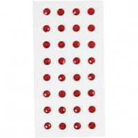 Rhinestones, D: 8 mm, 32 pcs, red [HOB-283803]