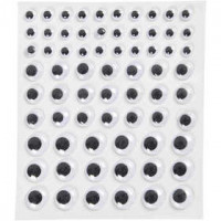 Yeux loucheurs, d: 8+12+14 mm,  69 pièce, blanc, autocollant, 1flles [HOB-28997]
