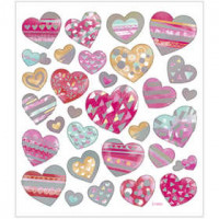 Stickers, sheet 15x16,5 cm,  31 pc, hearts, 1sheet