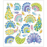 Stickers, sheet 15x16,5 cm,  21 pc, peacock, 1sheet