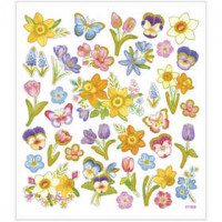 Stickers, sheet 15x16,5 cm,  37 pc, flowers, 1sheet