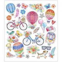 Stickers, sheet 15x16,5 cm,  29 pc, bikes and hot air balloons, 1sheet
