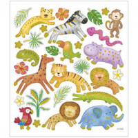 Stickers, sheet 15x16,5 cm,  30 pc, safari animals, 1sheet