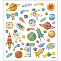 Stickers, sheet 15x16,5 cm,  41 pc, space, 1sheet