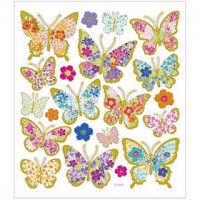 Stickers, sheet 15x16,5 cm,  21 pc, butterflies, 1sheet