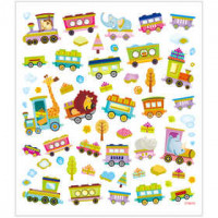 Stickers, sheet 15x16,5 cm,  64 pc, train with animals, 1sheet