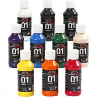 A-Color Peinture Acrylique, Couleurs assorties, 01 - brillante, 10x100ml [HOB-32001]
