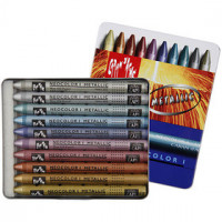 Caran d'Ache Néocolor 1, épaisseur 8 mm, L: 10 cm, couleurs métalliques, 10pièces [HOB-34012]