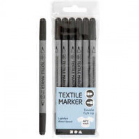 Feutres textile, largeur de trait: 2,3+3,6 mm, noir, 6pièces [HOB-34820]