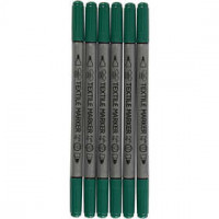 Feutres textile, trait: 2,3+3,6 mm, 6 pièces, vert [HOB-34823]