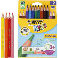 Crayons de couleurs triangulaires Evolution, mine: 5 mm, L: 14 cm, Couleurs assorties, triangulaire, 12pièces [HOB-37597]