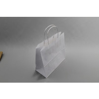 Paper Carrier Bags White 22x10x31cm Kraft 90 g/gm with twisted handles (50 pieces) [PAMW2231]