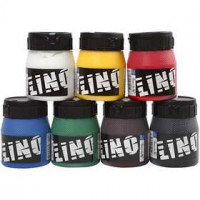 Encre lino, Couleurs assorties, 7x250ml [HOB-38219]