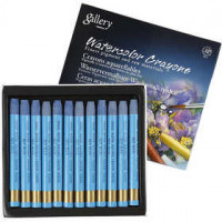 Crayons cire aquarellables, épaisseur 8 mm, L: 9,3 cm, bleu ciel (337), 12pièces [HOB-38317]