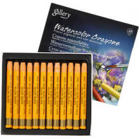 Crayons cire aquarellables, épaisseur 8 mm, L: 9,3 cm, yellow orange (308), 12pièces [HOB-38318]