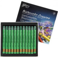 Crayons cire aquarellables, épaisseur 8 mm, L: 9,3 cm, kadmium green (345), 12pièces [HOB-38327]