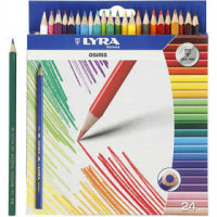 Crayons de couleur Lyra Osiris, mine: 3 mm, L: 18 cm, Couleurs assorties, 24pièces [HOB-38336]