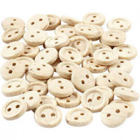 Boutons en bois, d: 8 mm, à 2 trous, 50pièces [HOB-403011]