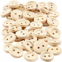 Boutons en bois, d: 11 mm, à 2 trous, 50pièces [HOB-403021]