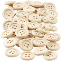 Boutons en bois, d: 15 mm, à 4 trous, 50pièces [HOB-403041]
