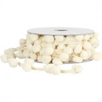 Ruban de pompons, l: 10 mm, blanc cassé, 5m [HOB-41057]