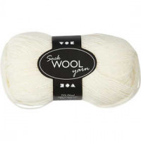 Pelote de laine pour chaussettes, L: 200 m, blanc cassé, 50gr [HOB-41311]