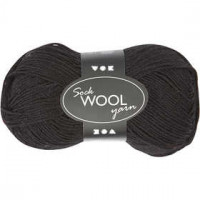 Pelote de laine pour chaussettes, L: 200 m, noir, 50gr [HOB-41315]