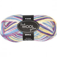 Pelote de laine pour chaussettes, L: 200 m, harmonie blanc cassé/violet, 50gr [HOB-41317]
