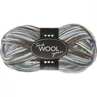 Pelote de laine pour chaussettes, L: 200 m, harmonie bleu/gris, 50gr [HOB-41318]